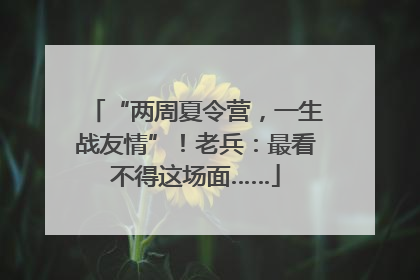 “两周夏令营，一生战友情”！老兵：最看不得这场面……