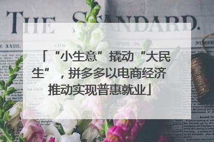 “小生意”撬动“大民生”，拼多多以电商经济推动实现普惠就业