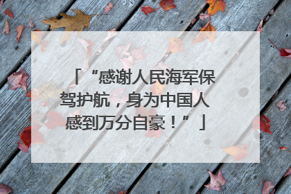 “感谢人民海军保驾护航，身为中国人感到万分自豪！”