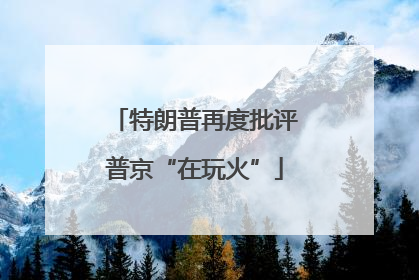 特朗普再度批评普京“在玩火”