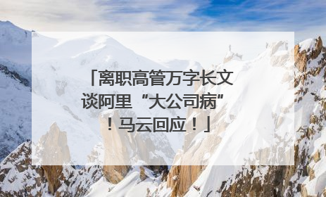 离职高管万字长文谈阿里“大公司病”！马云回应！
