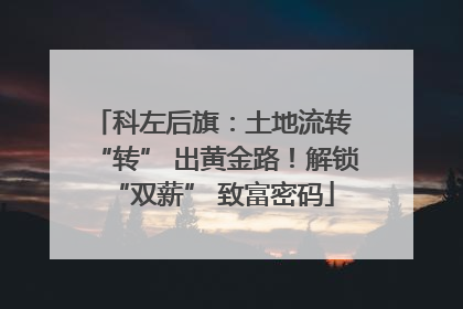 科左后旗：土地流转 “转” 出黄金路！解锁 “双薪” 致富密码