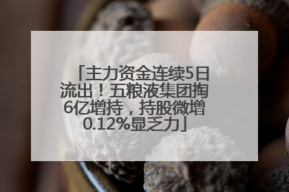 主力资金连续5日流出！五粮液集团掏6亿增持，持股微增0.12%显乏力