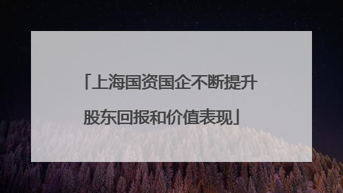 上海国资国企不断提升股东回报和价值表现