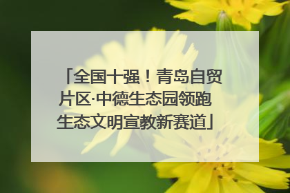 全国十强！青岛自贸片区·中德生态园领跑生态文明宣教新赛道