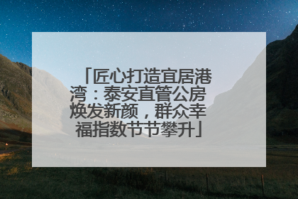 匠心打造宜居港湾：泰安直管公房焕发新颜，群众幸福指数节节攀升