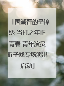 国潮晋韵呈锦绣 当打之年正青春 青年演员折子戏专场演出启动