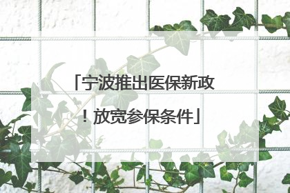 宁波推出医保新政！放宽参保条件