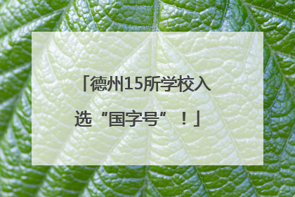 德州15所学校入选“国字号”！