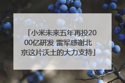 小米未来五年再投2000亿研发 雷军感谢北京这片沃土的大力支持