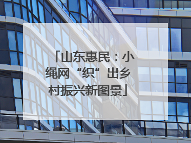 山东惠民：小绳网“织”出乡村振兴新图景