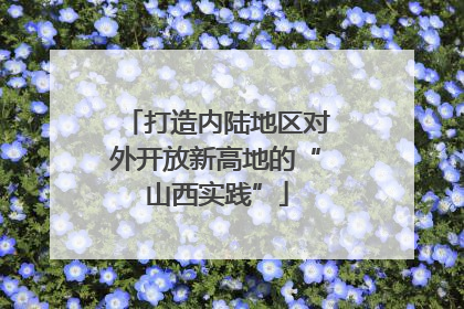 打造内陆地区对外开放新高地的“山西实践”