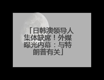 日韩澳领导人集体缺席！外媒曝光内幕：与特朗普有关