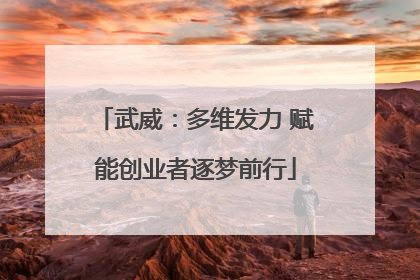 武威：多维发力 赋能创业者逐梦前行