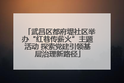 武昌区都府堤社区举办“红巷传薪火”主题活动 探索党建引领基层治理新路径
