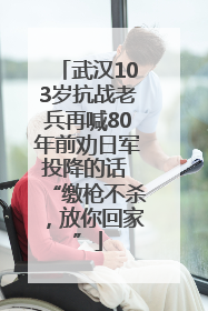 武汉103岁抗战老兵再喊80年前劝日军投降的话 “缴枪不杀，放你回家”