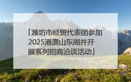 潍坊市经贸代表团参加2025港澳山东周并开展系列招商洽谈活动