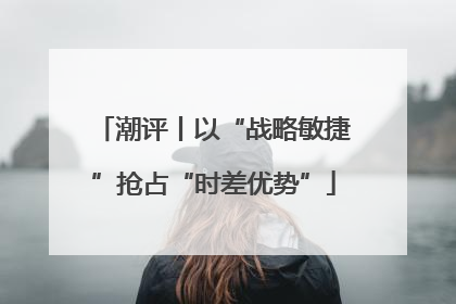 潮评丨以“战略敏捷”抢占“时差优势”