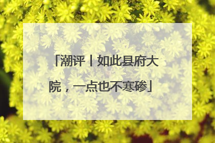 潮评丨如此县府大院，一点也不寒碜
