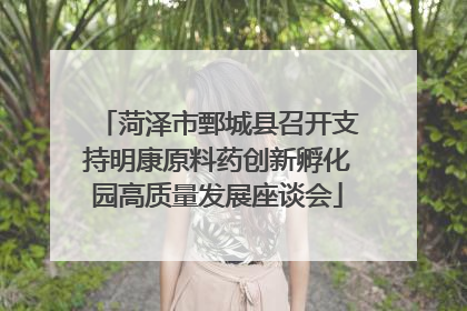 菏泽市鄄城县召开支持明康原料药创新孵化园高质量发展座谈会