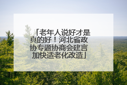 老年人说好才是真的好！河北省政协专题协商会建言加快适老化改造