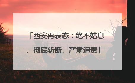 西安再表态：绝不姑息、彻底斩断、严肃追责