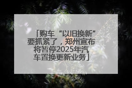 购车“以旧换新”要抓紧了，郑州宣布将暂停2025年汽车置换更新业务