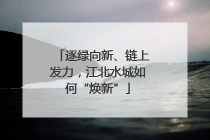逐绿向新、链上发力，江北水城如何“焕新”
