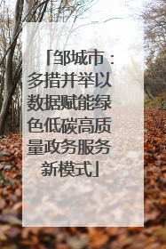 邹城市：多措并举以数据赋能绿色低碳高质量政务服务新模式