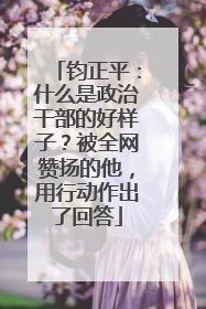 钧正平：什么是政治干部的好样子？被全网赞扬的他，用行动作出了回答