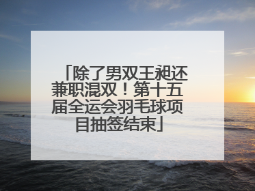 除了男双王昶还兼职混双！第十五届全运会羽毛球项目抽签结束
