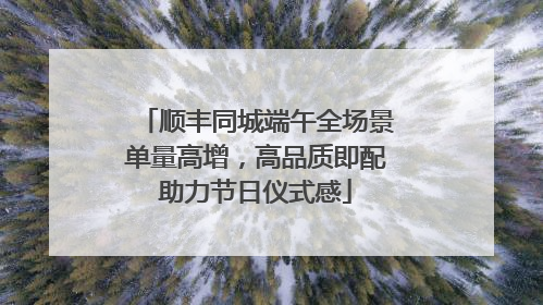 顺丰同城端午全场景单量高增，高品质即配助力节日仪式感