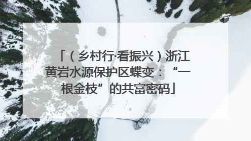 （乡村行·看振兴）浙江黄岩水源保护区蝶变：“一根金枝”的共富密码